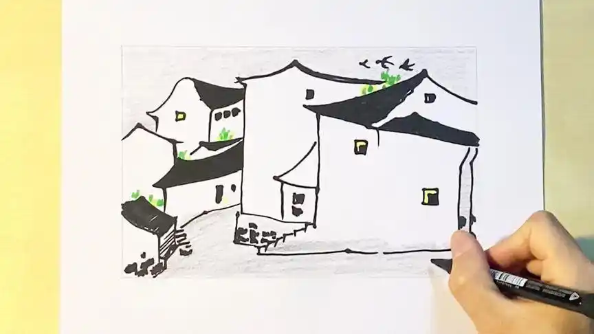 江南水乡系列1#画画 #秀出家乡河湖美 #简笔画 #一起学画画