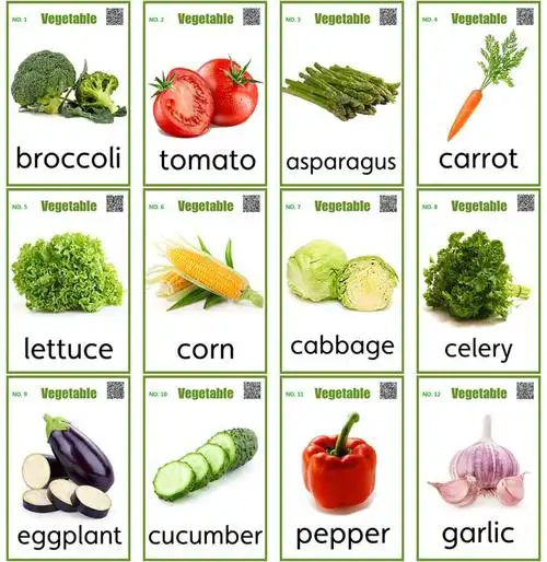 英语卡片防水启蒙闪卡蔬菜菜类23张幼儿园儿童早教闪卡