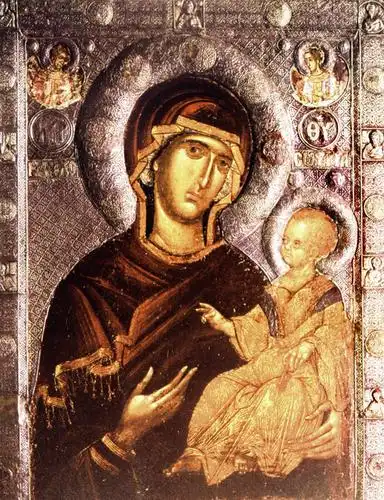 西方人,儿童,无人,两个人,家庭,母亲,儿子,竖图,室内,白天,正面,绘画