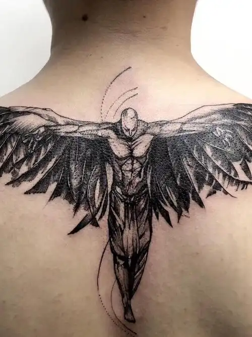 天使之翼_纹身图案手稿图片_广州黑曼的纹身作品集