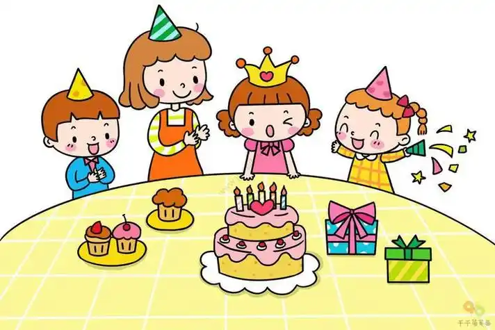 生日简笔画图片简笔画生日派对过生日的小女孩简笔画步骤图女孩简笔画