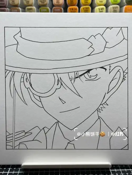 名侦探柯南  #怪盗基德  #绘画  #动漫手绘7515边框:12×12cm画