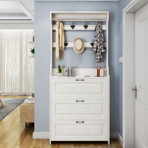 翻斗带挂衣架鞋柜一体落地进门靠墙超薄多功能鞋柜