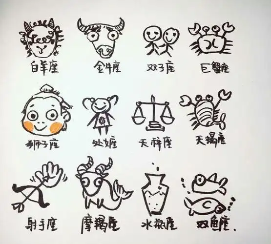 十二星座简笔画,简笔画图片大全可爱十二星座