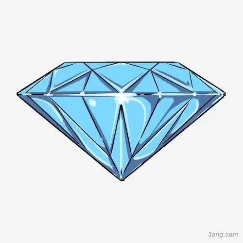 闪耀的蓝色钻石png素材透明免抠图片-卡通手绘-三元素3png.com