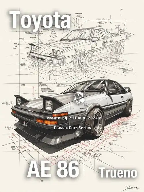 经典丰田ae86车型漫画与0396设计手稿_丰田86社区_易车社区