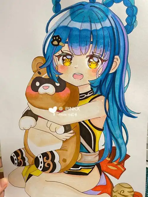 马克笔手绘动漫女生人物临摹附步骤线稿