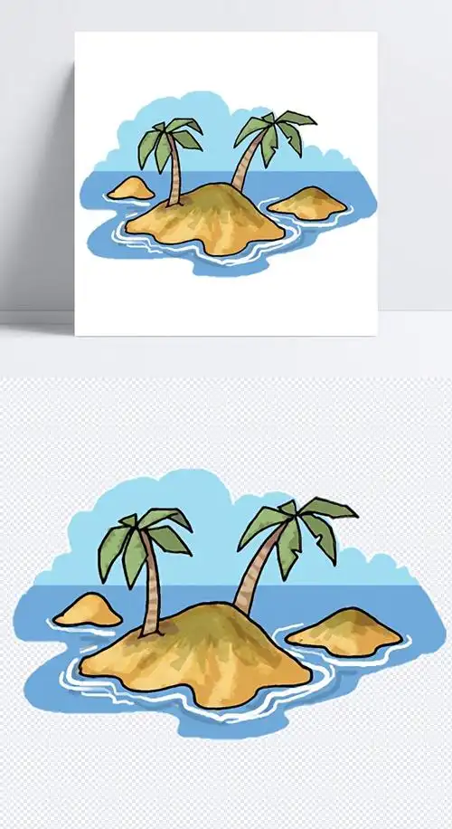 手绘热带小岛免抠png透明素材