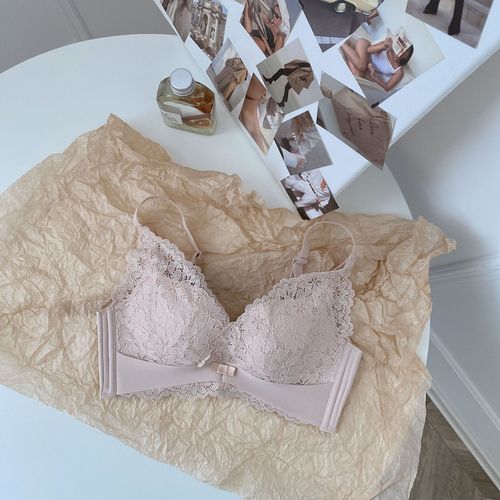 维密文文胸罩内衣女维多利亚新款无钢圈小胸聚拢上托调整型收副乳蕾丝