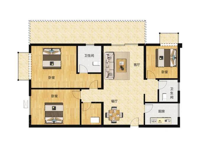 安吉大唐世家三居室户型图大全-北京安吉大唐世家三居室房型图-平面