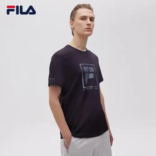 短袖fila斐乐官方男士2021年夏季新款logo圆领运动t恤