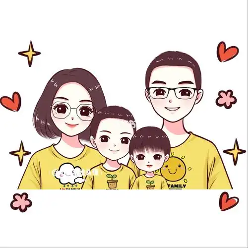超好看的全家福,一家四口手绘头像,喜欢吗_手绘_全家福_可爱头像_素材