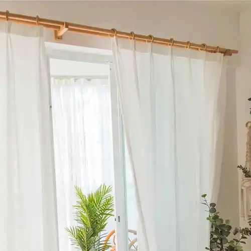 轨道支架挂钩打孔窗帘杆实木北欧罗马杆