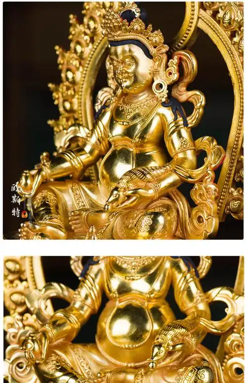 黄财神佛像藏传佛教5寸铜雕花全鎏金藏巴拉密宗佛像摆件 装赞【图片