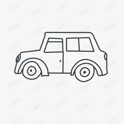 免抠元素 黑白小汽车 简笔画交通工具小汽车素材