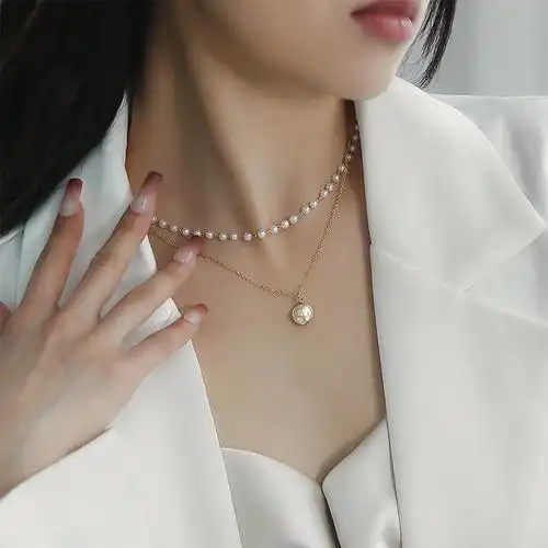 法式温柔大气优雅气质珍珠项链颈链女轻奢女小众设计感双层叠戴
