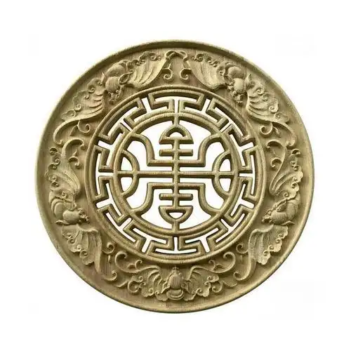 木雕圆形寿字贴片中式镂空花型贴花木雕