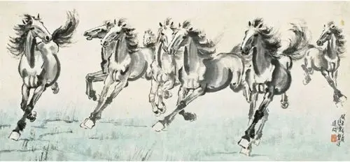 国粹——国画61徐悲鸿《八骏图》