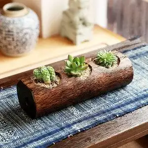 木头花盆复古图片