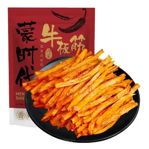 蒙时代香辣牛板筋250g自拌辣条散装内蒙古牛肉干麻辣味休闲零食