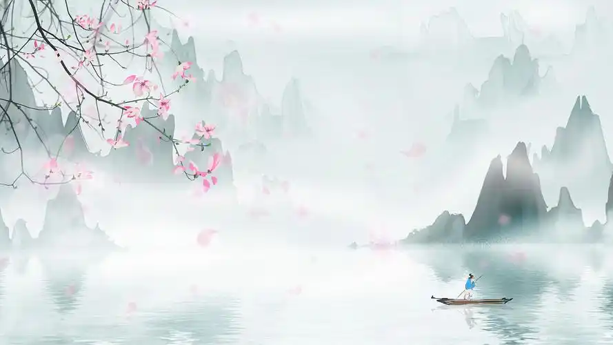 4k中国风淡雅山水视频背景中国山水水墨背景