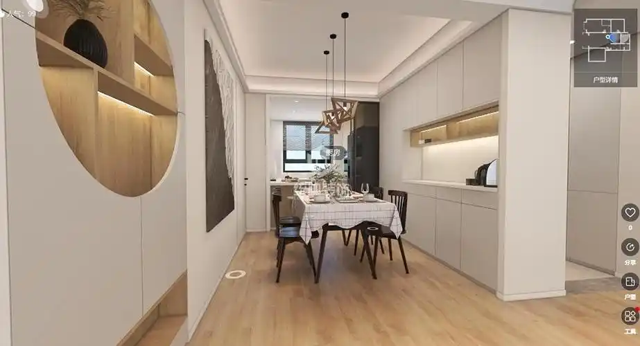 浦东新区锦绣天第花园126平方现代简约风格三房两厅两卫餐厅装修效果