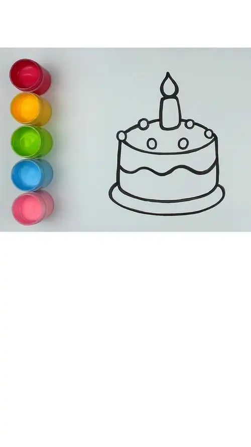 儿童绘画着色启蒙#宝宝学画画生日蛋糕的绘画和着色