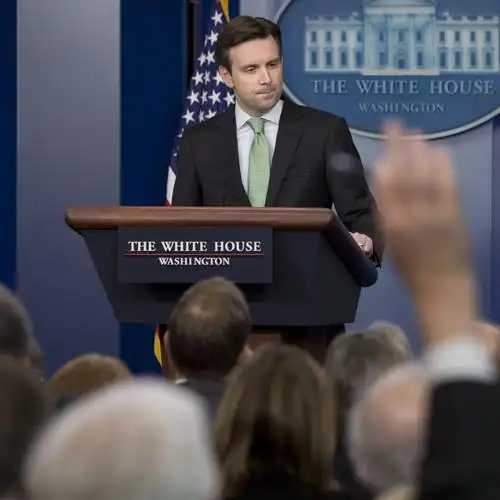 white house press secretary josh earnest takes questions from