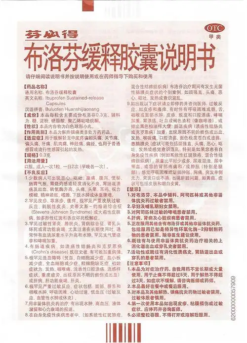 芬必得(布洛芬缓释胶囊)(0.3g)药品说明书 药学部 -山东省立医院