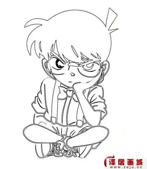 柯南图片卡通简笔画柯南5副柯南漫画