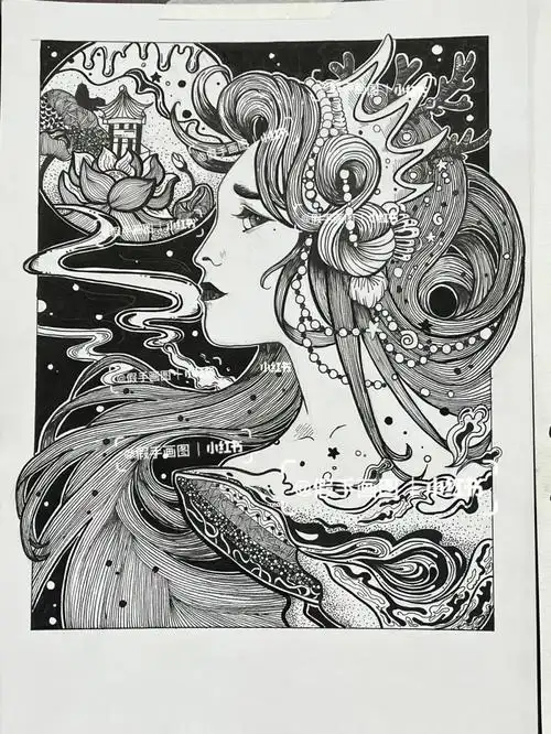 优秀作品———黑白装饰画之长线条的作用