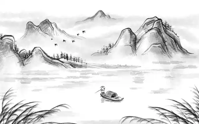 画海报古风古风中国风唯美山水风景中国风水墨黑白banner古风徽派建筑