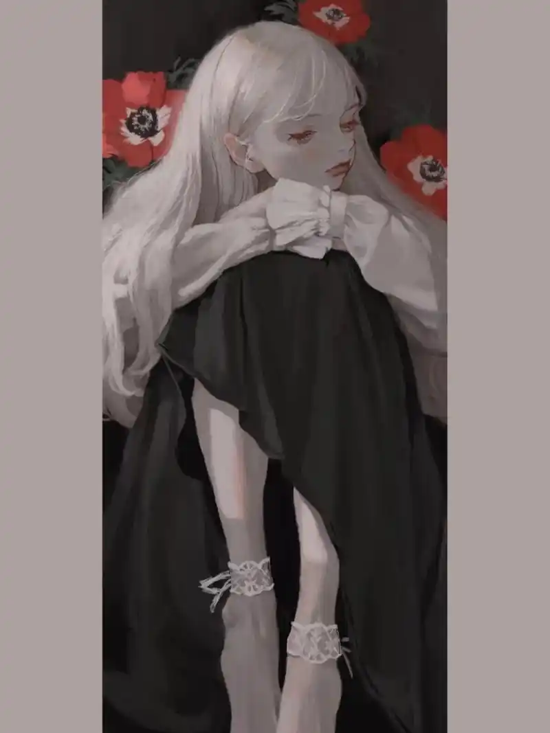 97手绘动漫少女ins风甜丧壁纸锁屏分享 图源遥望