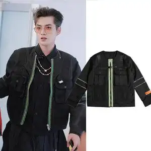 潮玩人类在哪里吴亦凡同款工装夹克春秋棒球黑色个性外套男女潮牌
