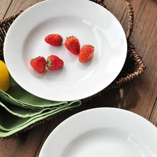 骨瓷菜盘家用陶瓷碟子白色汤盘创意北欧简约餐具早餐意大利面盘子