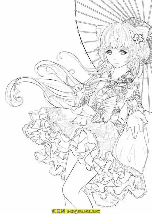 12张美丽有趣的二次元男孩子女孩子漫画涂色图片