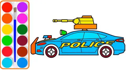 警车儿童绘画和着色