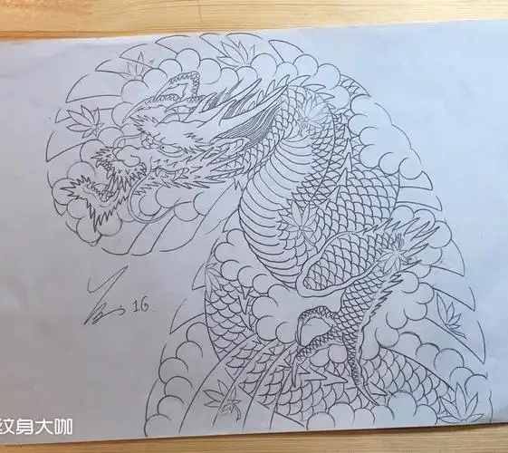 日式半甲_纹身图案手稿图片_财神哒哒哒的纹身作品集