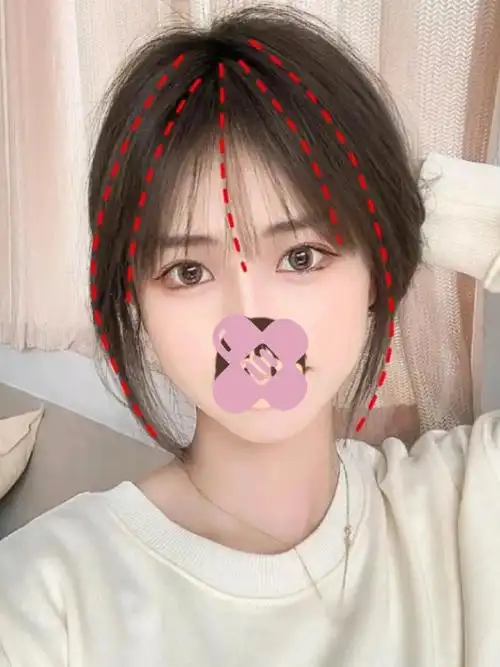 这刘海简单自然,飘逸又有弧度,法式刘海结合了八字刘海和空气刘海