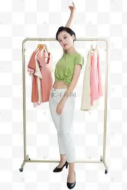 服装穿搭直播卖货美女衣架