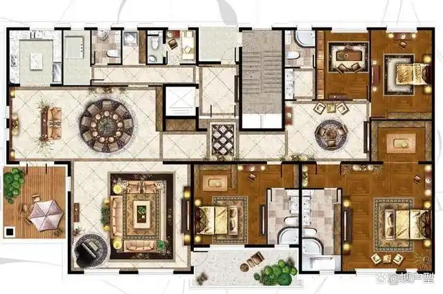 整个户型方方正正,开间大进深短,具有极强的豪宅属性.