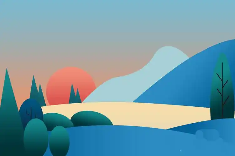 ps山村风景矢量图的画法