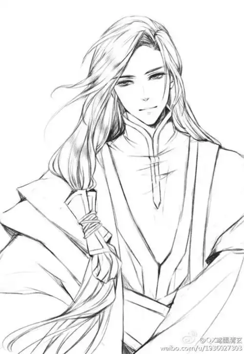 动漫人物男帅古风简笔画