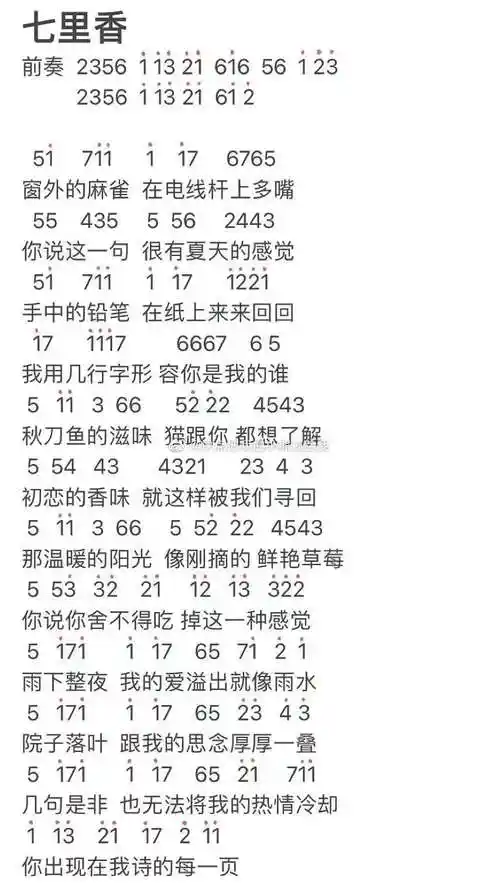 摩尔庄园七里香钢琴谱弹奏教程 七里香钢琴谱一览