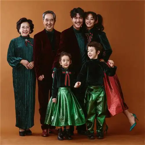 2021新款影楼亲子装 儿童摄影服装 一家六口全家福艺术拍照写真服