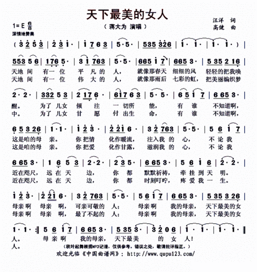 天下最美的女人 蒋大为 歌谱 简谱