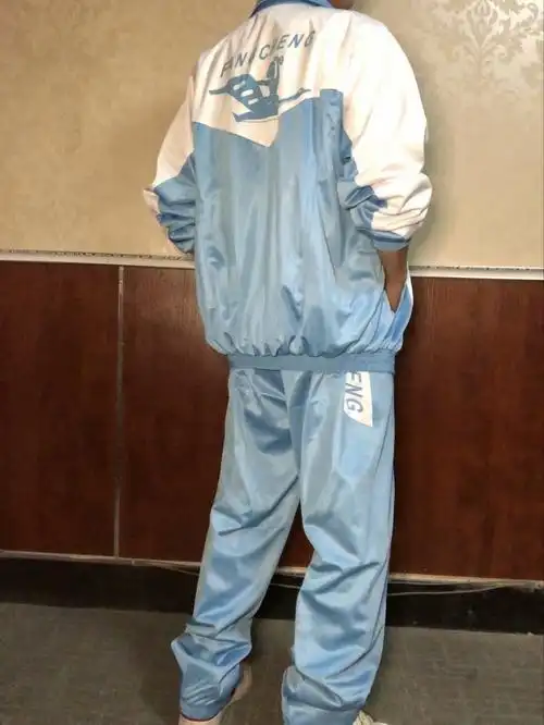 方成小学金光绒滑校服套装运动服蓝色双面学生时尚套装