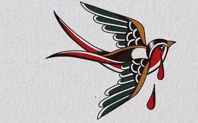 39张彩色传统燕子纹身手稿图案