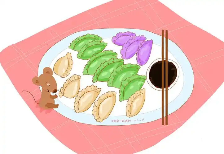 手绘饺子插画