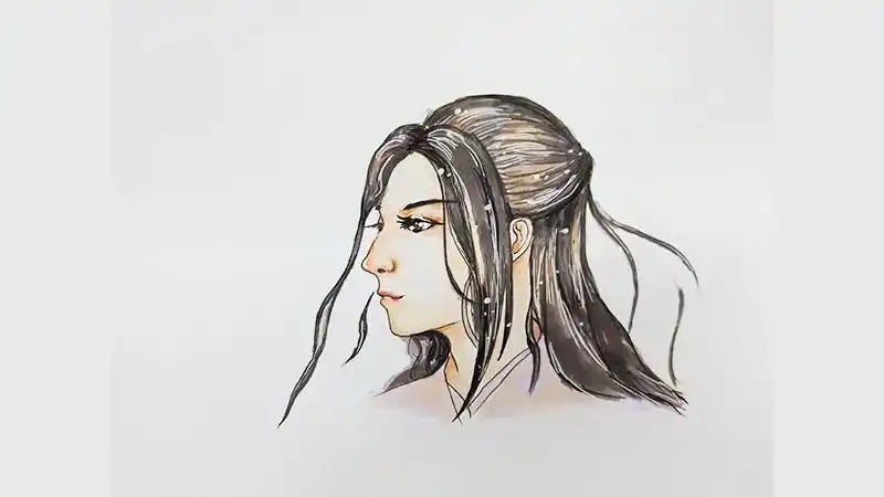 一步一步教画古风美男子古风男子侧脸手绘画法